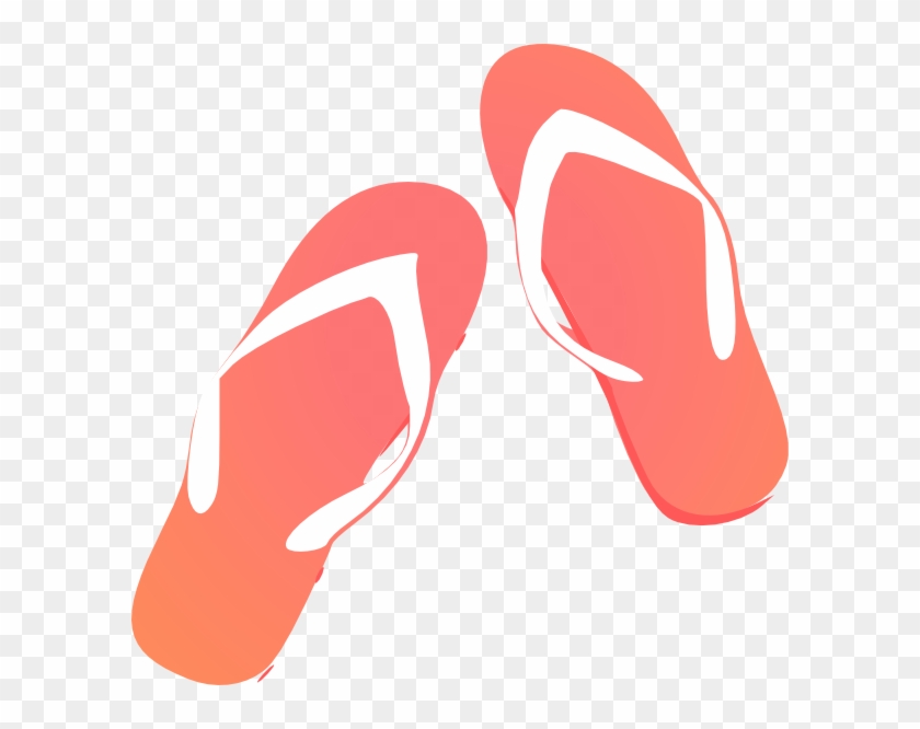 Dark Coral Flipflop Clip Art At Clker - Cartoon Flip Flop #770586