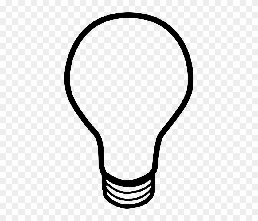 Cartoon Black, Icon, Outline, Symbol, Thinking, White, - Light Bulb Template #771096