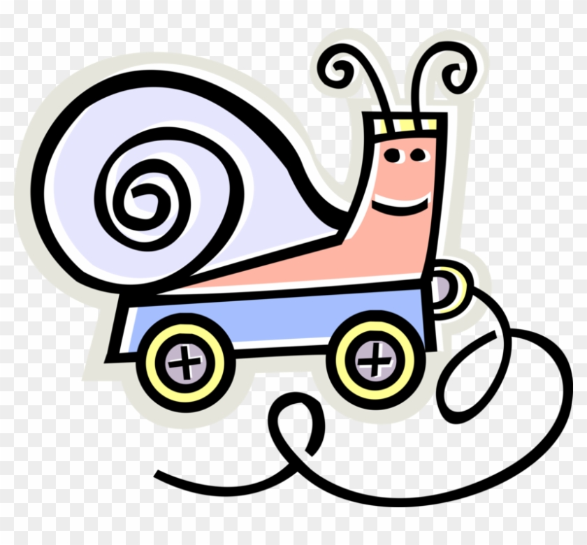 Vector Illustration Of Child's Pull Toy Snail Mollusk - Vector Illustration Of Child's Pull Toy Snail Mollusk #771186