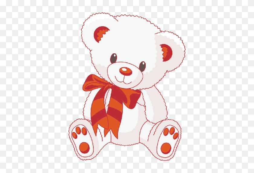 Cute White Bear Wearing Red Scarf - Red Scarf #771317