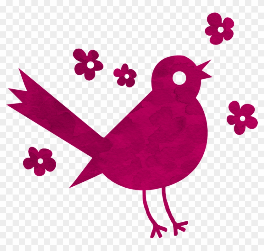 Bird Silhouette Pattern Texture Pink Flowers - Pink Song Bird Pillow Case #771618
