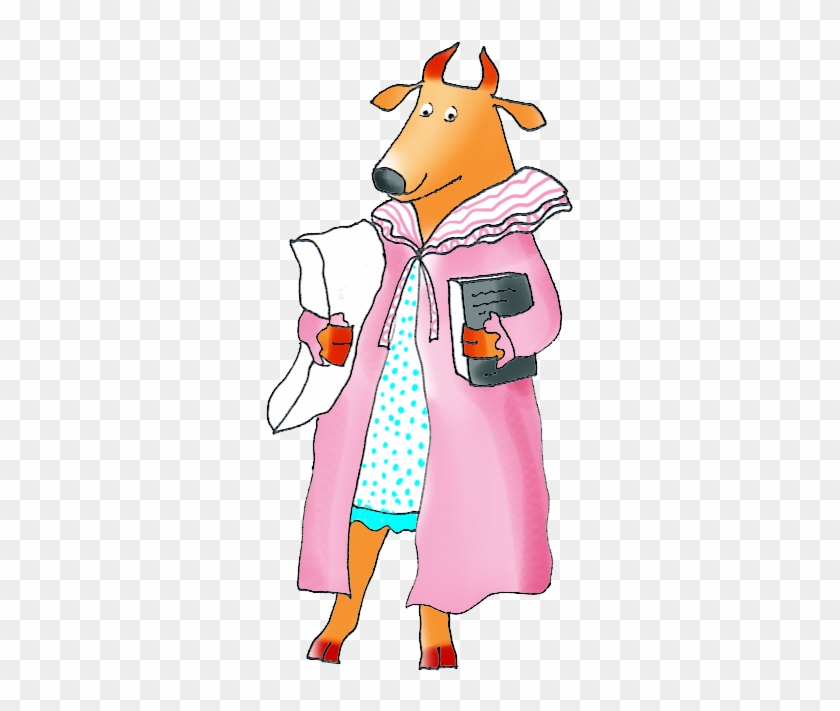 Cartoon Cow Going To Bed - Clip Art #771630