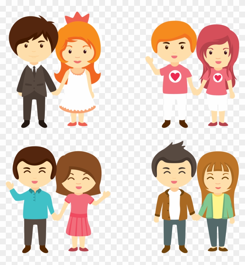 Cartoon Couple Vector Download - Cartoon Couple Holding Hands Png #772024