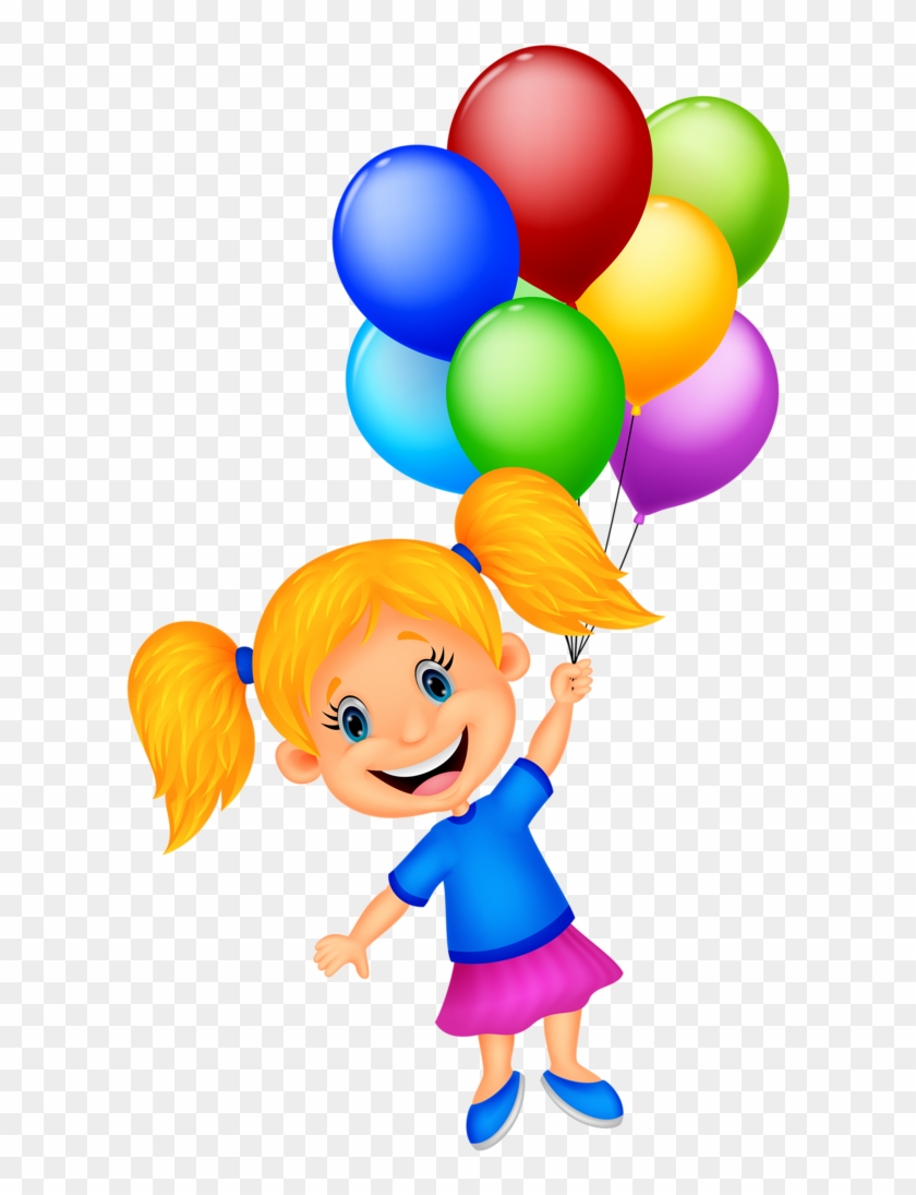 Related Children With Balloons Clipart - Girl With Balloons Clipart #772717
