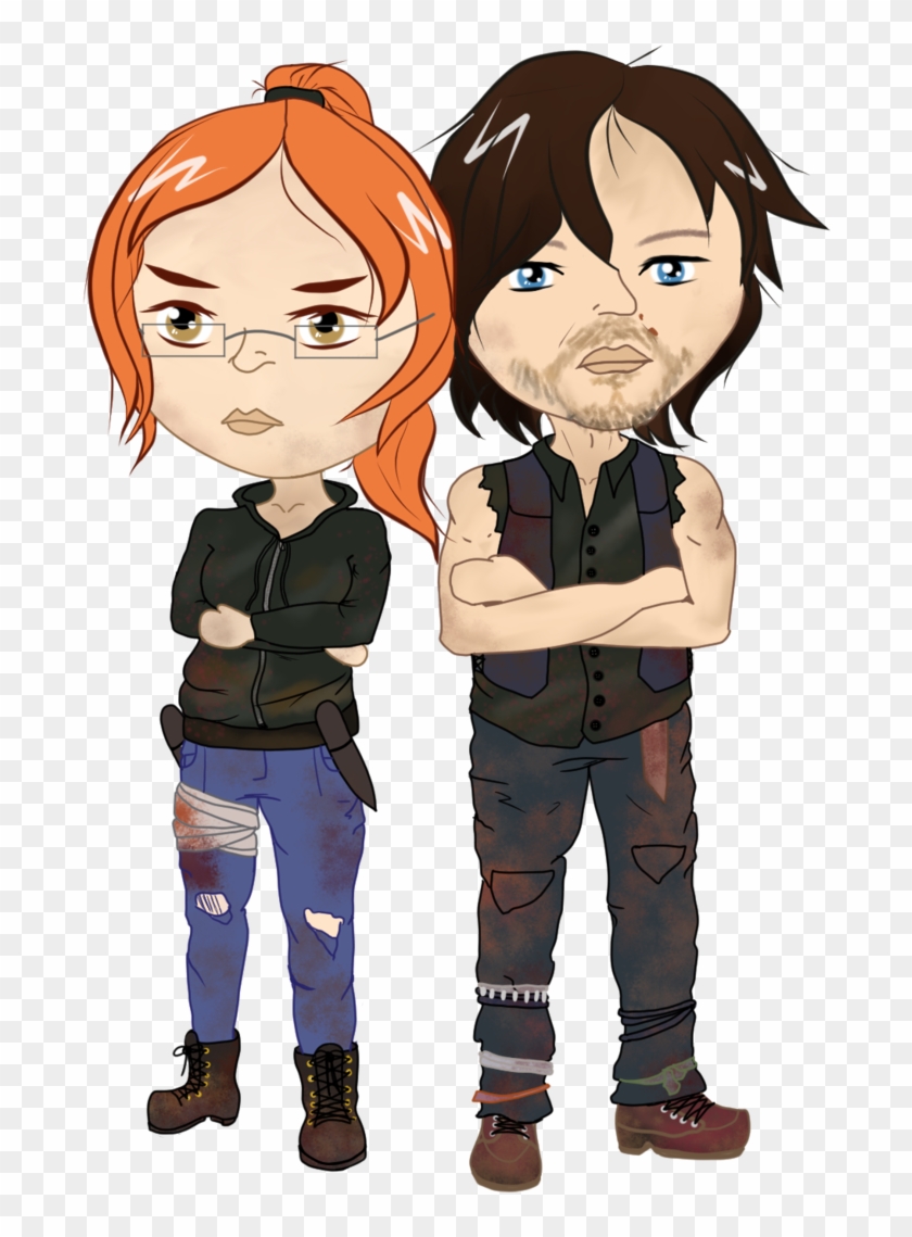 [c] The Walking Dead Oc And Daryl By Canelarose - Cartoon #773298