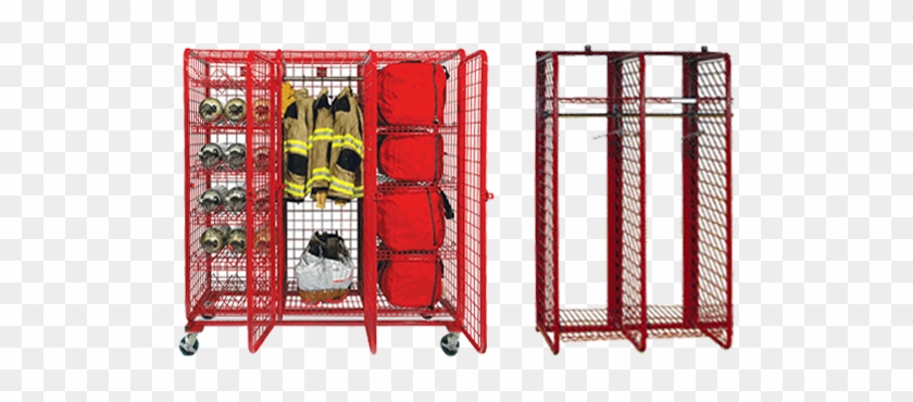 Fire Station Turnout Lockers - Ready Rack 24 In. Wide Wall Mounted Storage Red Rack #773301