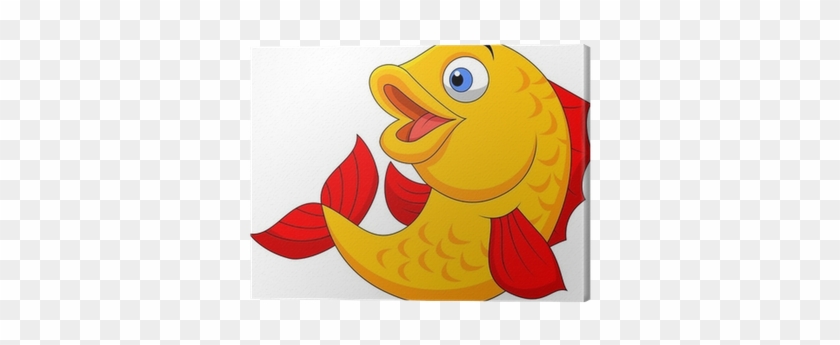 Cuadro En Lienzo Cute Dibujos Animados De Pescado Ondeando - Big Fish Cartoon #773969