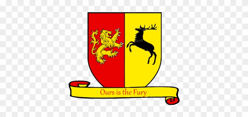 A Coat Of Arms Showing A Gold On Red Lion And A Black - Baratheon Coat Of Arms #774276