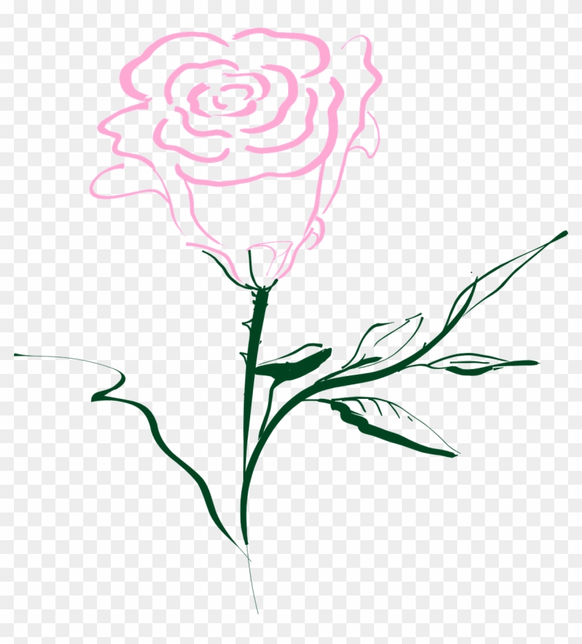 How To Draw A Simple Rose - Rose Clip Art #774561