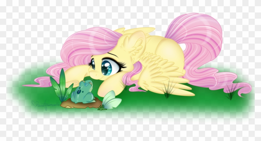 Silent Shadow Wolf, Ear Fluff, Fluttershy, Frog, Grass, - Fluttershy #774608