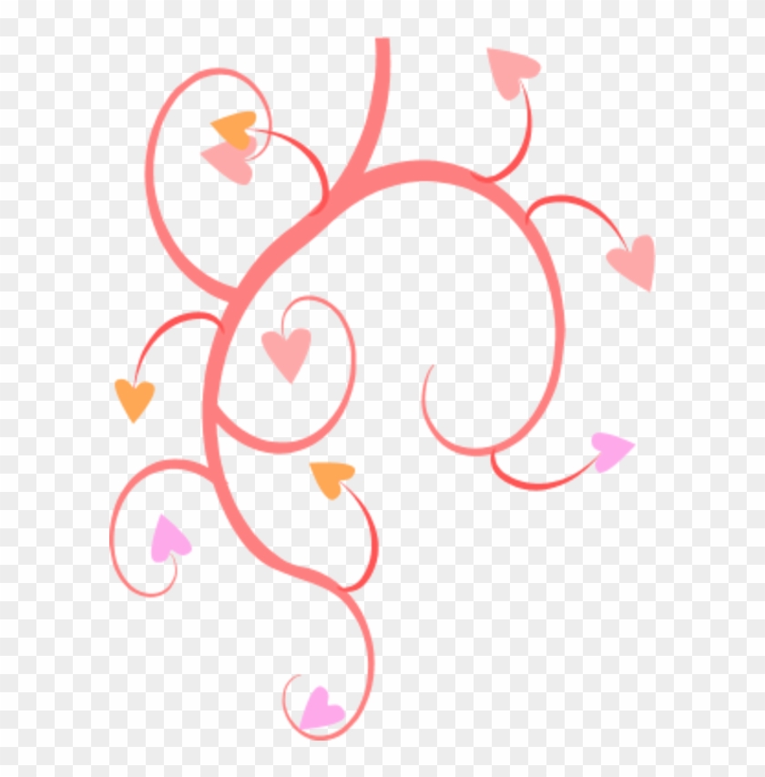 Hearts Growing From Swirly Branch - Hearts And Flowers Clip Art Png #775056