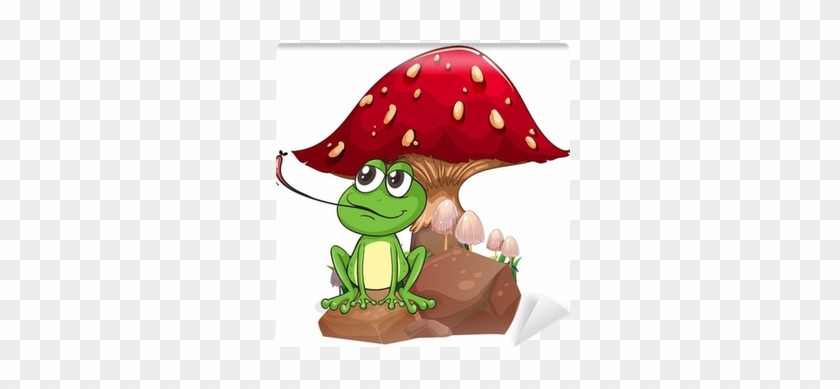 A Frog Catching A Fly Near The Giant Mushroom Wall - Cogumelo Png #776023