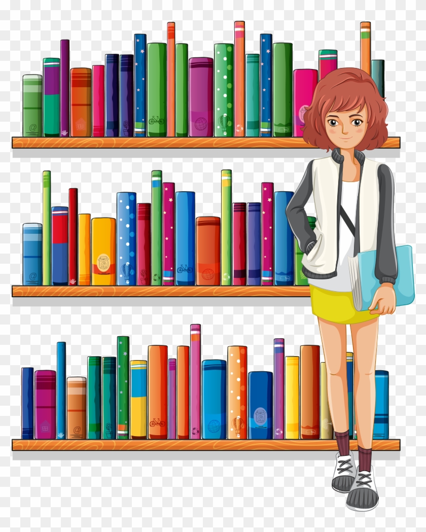 Library Librarian Clip Art - Library Bookshelf Cartoon #776301