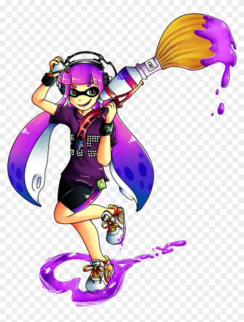 Purple Inkling Girl For The Splatoon Chile Group Enjoy - Splatoon Inkbrush Fanart #776440