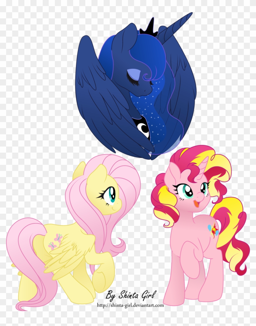 Shinta-girl, Female, Fluttershy, Fusion, Group, Mare, - My Little Pony: Friendship Is Magic #776442