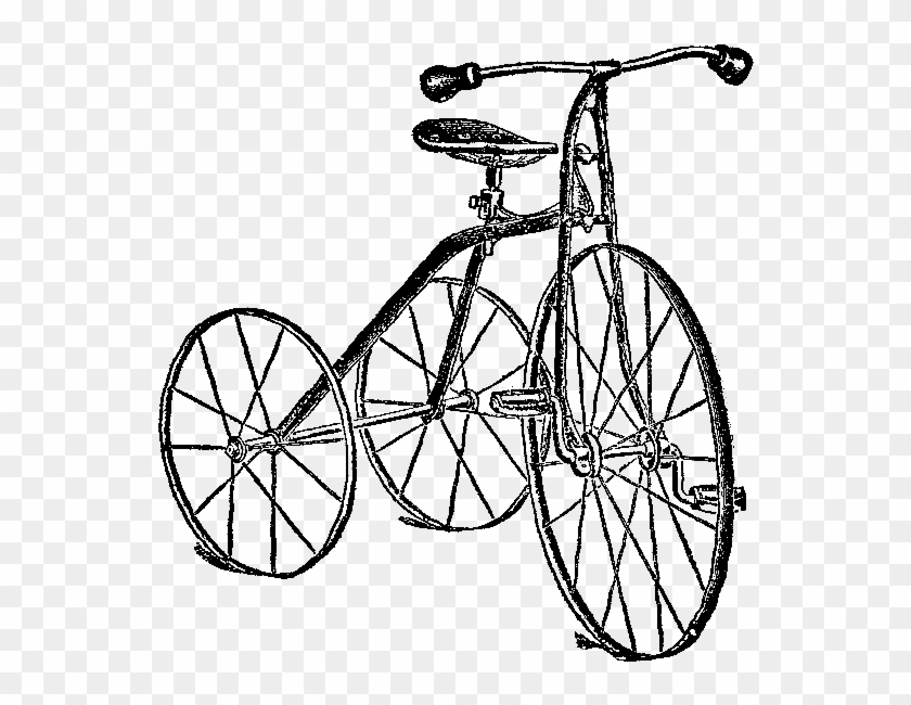 Free Tricycle Digital Stamp - Vintage Bike Drawing Png #776500