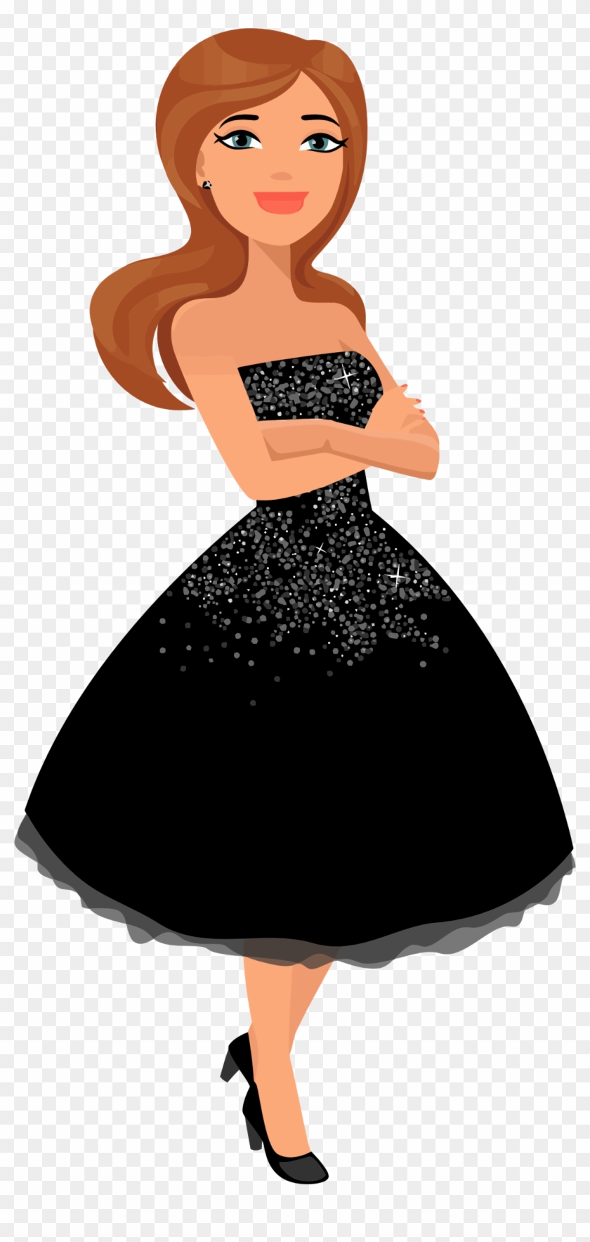 Big Image - Black Dress Woman Dress Cartoon #776607