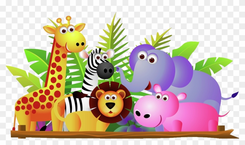 Giraffe Lion Zebra And Elephant Jungle Cartoon Picture - Wild Animals Clip Art #776800