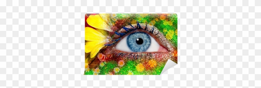 Blue Woman Eye Makeup Spring Flowers Metaphor Wall - Tia Creation Blue Woman Eye Makeup Inspired Canvas #777112
