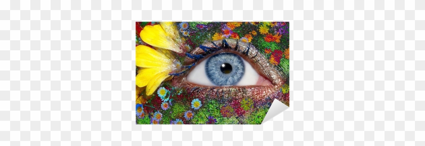 Blue Woman Eye Makeup Spring Flowers Metaphor Sticker - Tia Creation Blue Woman Eye Makeup Inspired Canvas #777148