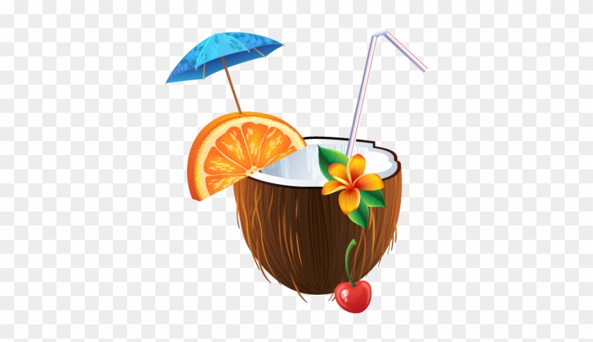 Tropical Coconut Cocktail Decal - Coco De Playa Png #777600