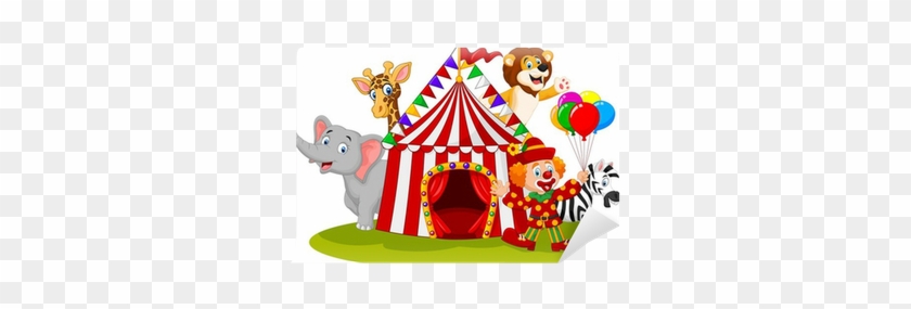 Cartoon Happy Animal Circus And Clown Wall Mural • - Circus Cartoon #777613