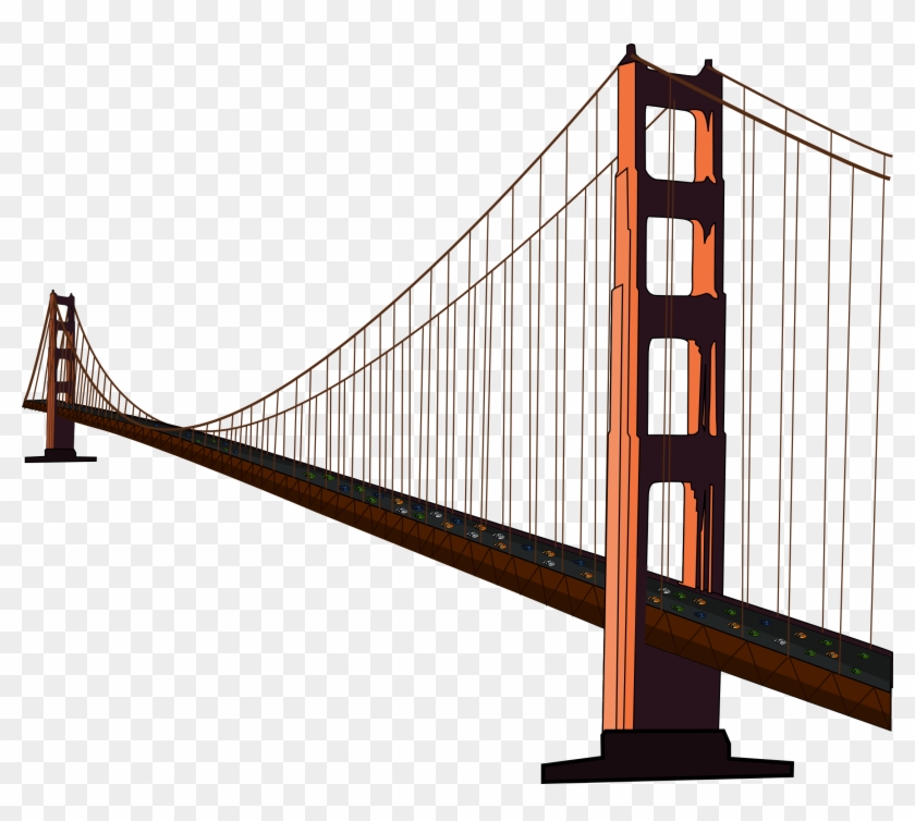 Simple Golden Gate Bridge Clipart - Suspension Bridge #777629