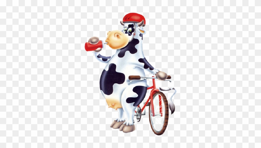 Funny Cow Clip Art - Cow On A Bike Ride Mouse Pad, Hot Pad Or Trivet Aph0532mp #778088