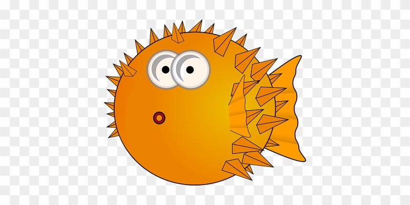 Puffer Fish Spikes Blow Face Defense Carto - Cartoon Puffer Fish #778152