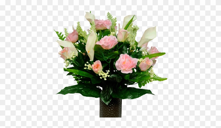 Small Pink Rose And Calla Lily Mix $26 - Ruby's Silk Flowers Pink Rose And Calla Lily Mix Artificial #778785