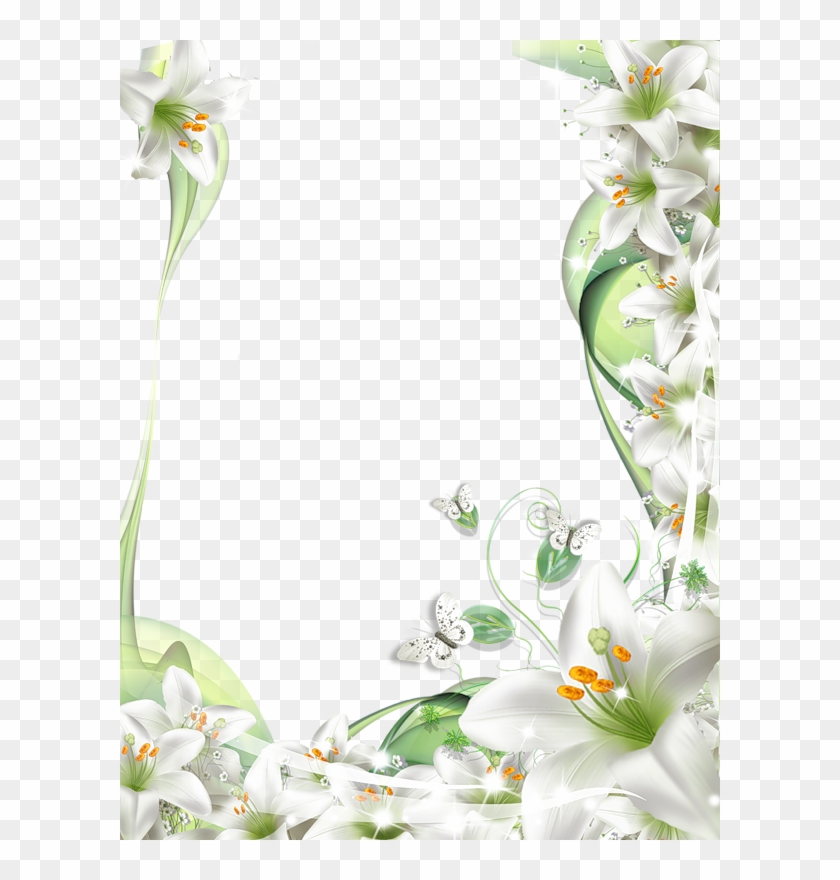 Transparent Png Photo Frame With - White Rose Frame Png #778794