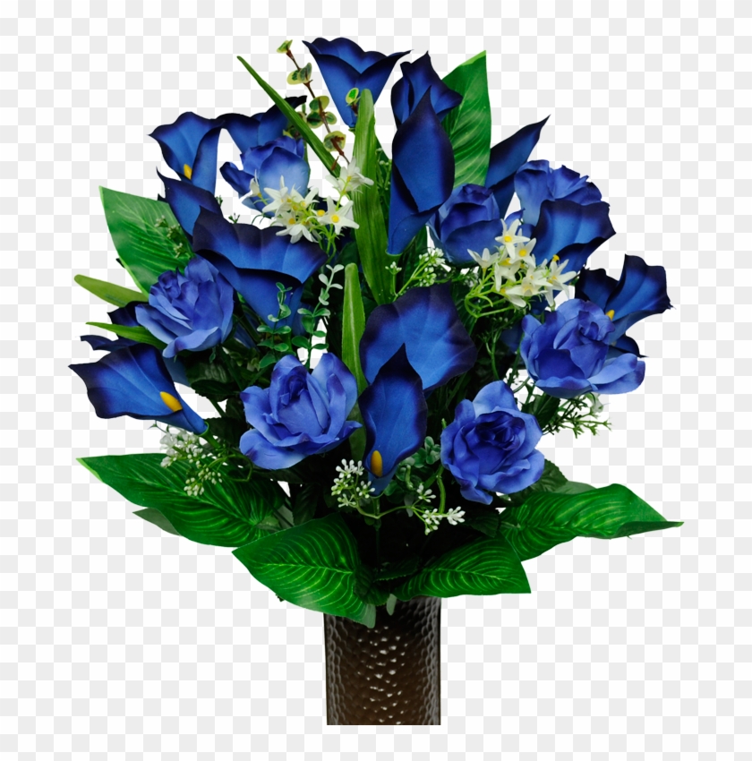 A Bouquet Of White Lilies - Ruby's Silk Flowers Blue Rose And Calla Lily Mix Artificial #778797