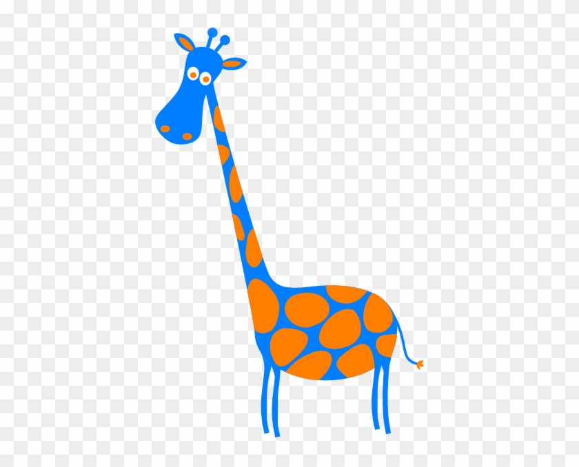 Giraffe Blue With Orange Spots Clip Art At Clker - Yellow And Orange Giraffe #779062