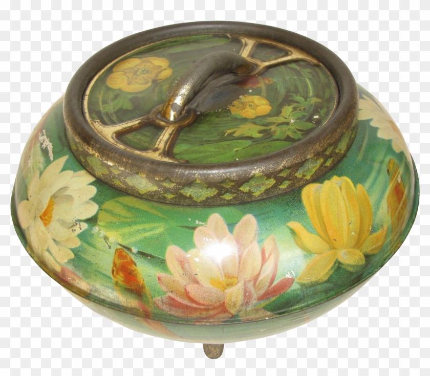 1909 Water Lilies Biscuit Tin Huntley & Palmers, Lovely - 1909 Water Lilies Biscuit Tin Huntley & Palmers, Lovely #779258