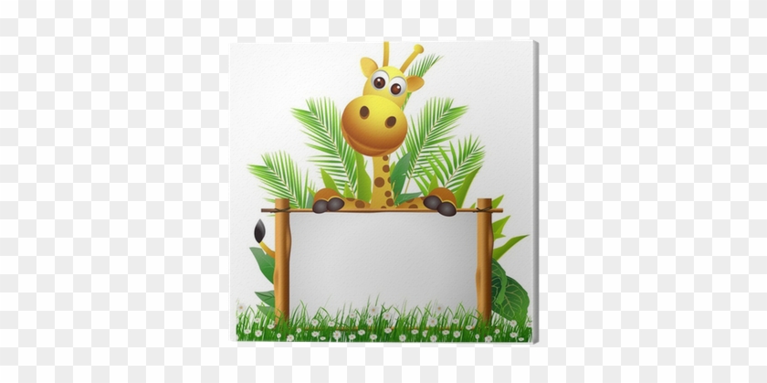 Funny Giraffe Cartoon With Board Canvas Print • Pixers® - Homeschooler's Daily Assignment Planner #779451
