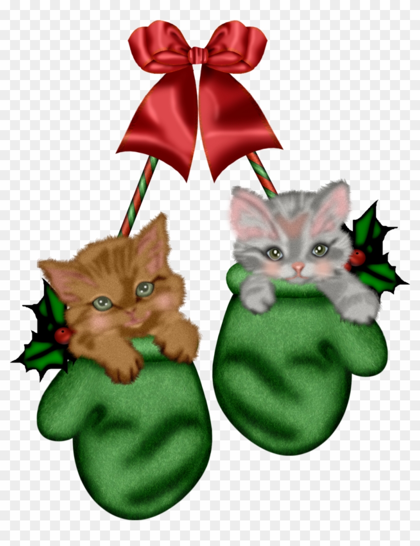 Christmas Kitty Mittens Clip Art - Cat In Christmas Stocking Clip Art #779967