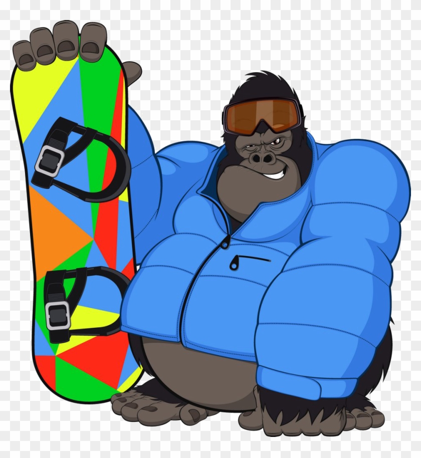 Gorilla Snowboarding Monkey Skiing - Gorilla Snowboarding Monkey Skiing #780719