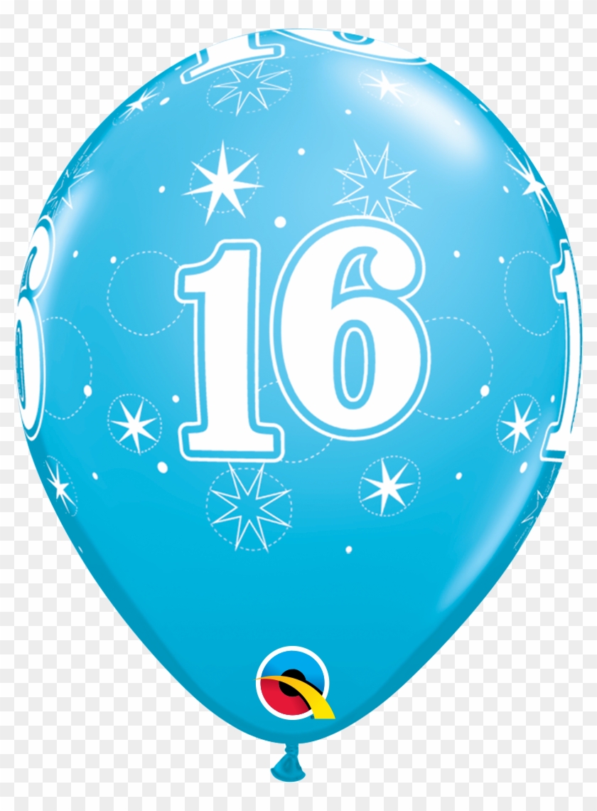 Robins Egg Blue 16th Birthday Latex Balloons - 18-a-round Birthday Latex Balloons, Pack #780763