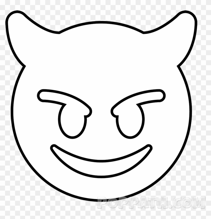 Remove The Unnecessary Lines And Highlight The Outlines - Devil Emoji Drawing #781157