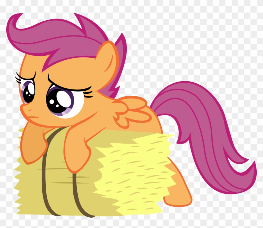 Scootaion, Hay Bale, Safe, Scootaloo, Simple Background, - Dickbutt #781779