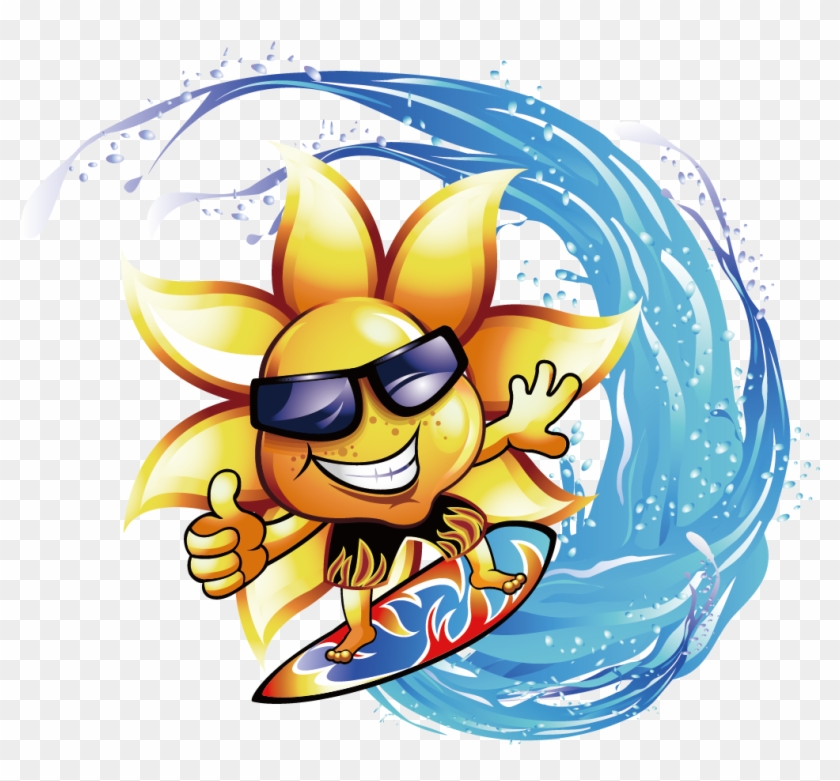 Surfing Common Sunflower Clip Art - Beach Groom Honeymoon Beach Towel #781831