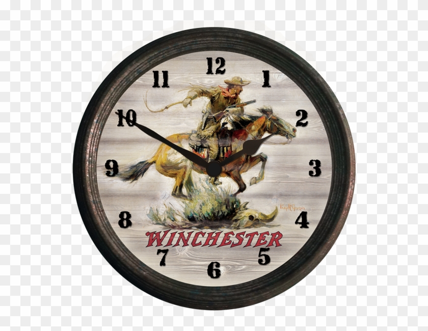 Winchester Vintage "horse & Rider" Wall Clock - Rockin' W Brand Winchester 15" Horse And Rider Wall #782154