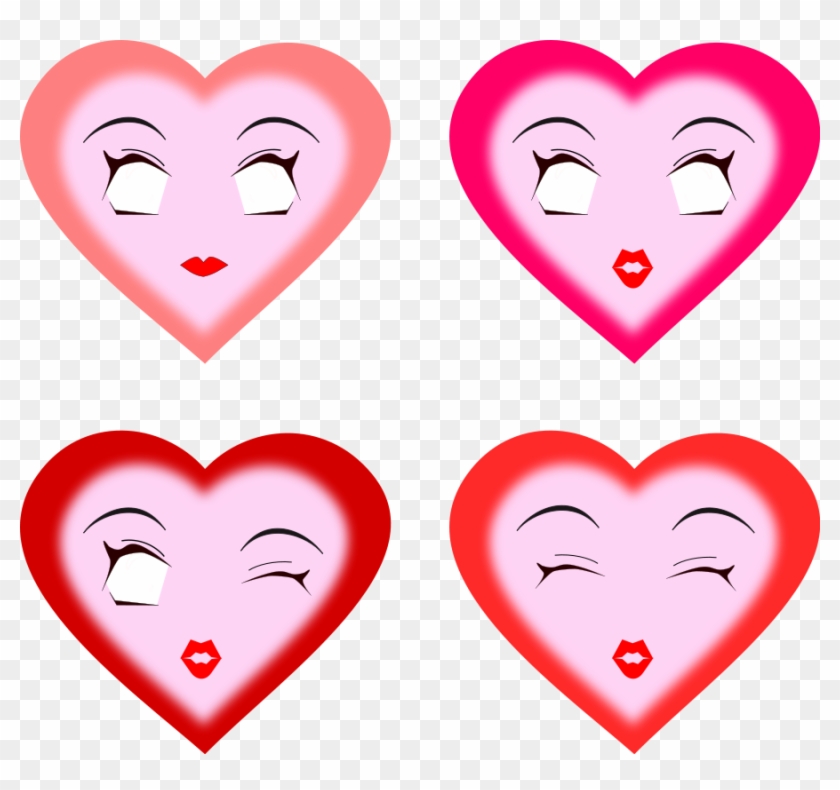 Heart Faces Svg Vector File, Vector Clip Art Svg File - Cartoon Hearts With Faces #782176