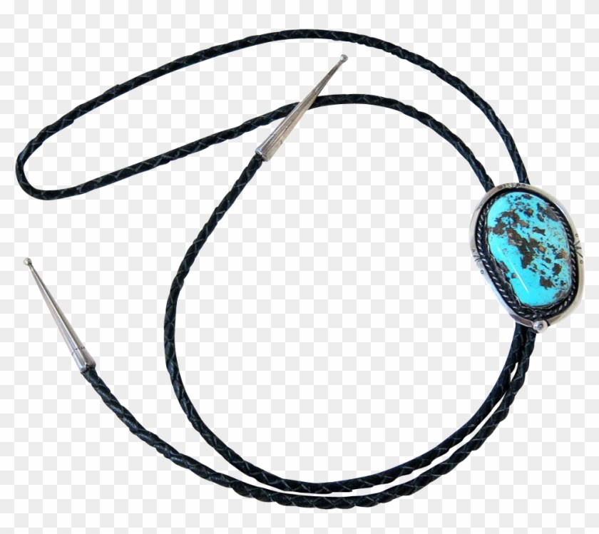 Navajo Blue Gem Turquoise Sterling Silver Bolo - Silver #782283