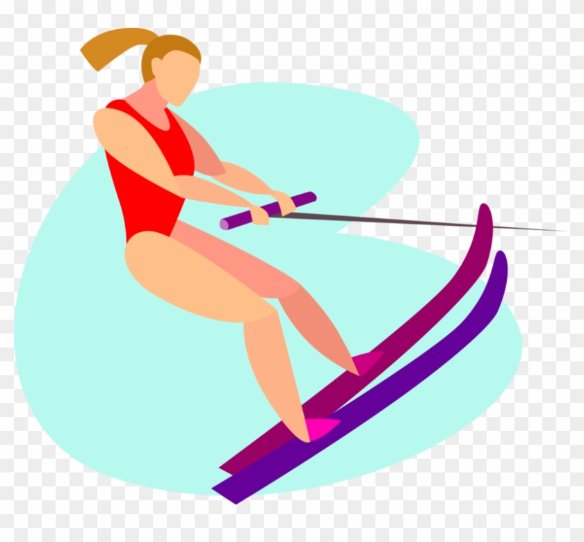 Vector Illustration Of Summer Water Skier Having Fun - Water Skiing Clipart #782595