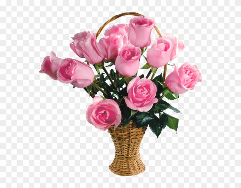 Transparent Pink Roses Basket Png Picture - Basket Of Pink Roses #782841