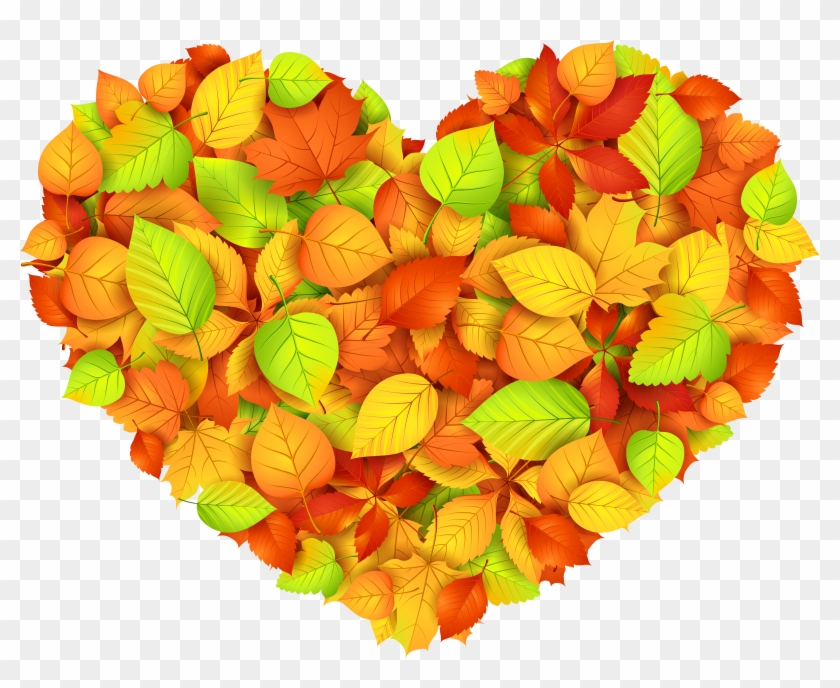 Fall Leaves Clip Art Heart - Leaves Heart Png #783017