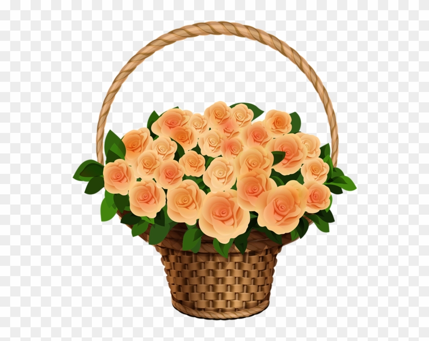 Basket With Yellow Roses Png Clipart Image - Flower Bouquet #783052