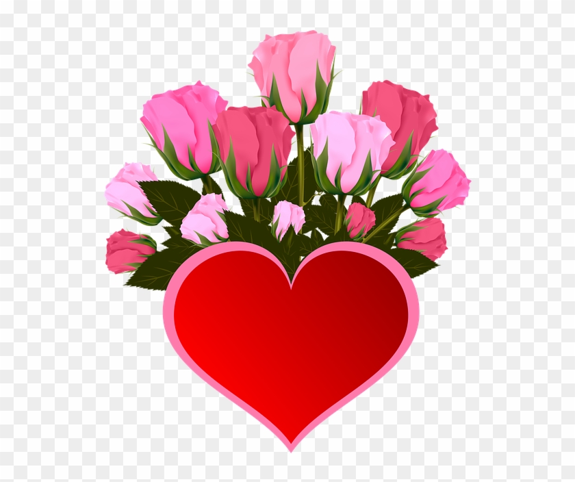 Flowers, Roses, Pink, Bouquet, Heart, Icon - Fleur Rose Coeur #783461