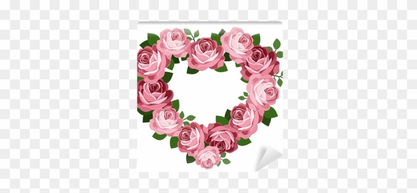 Pink Roses Heart Frame - Coração Com Rosa Png #783487